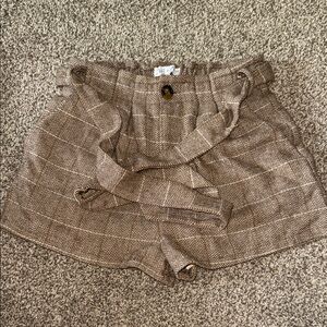 Women's Brown Plaid Shorts
